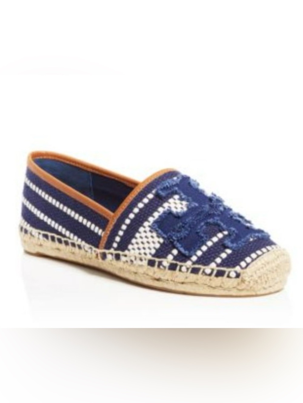 Tory Burch SHAW Navy and White Espadrille Flat 8.5